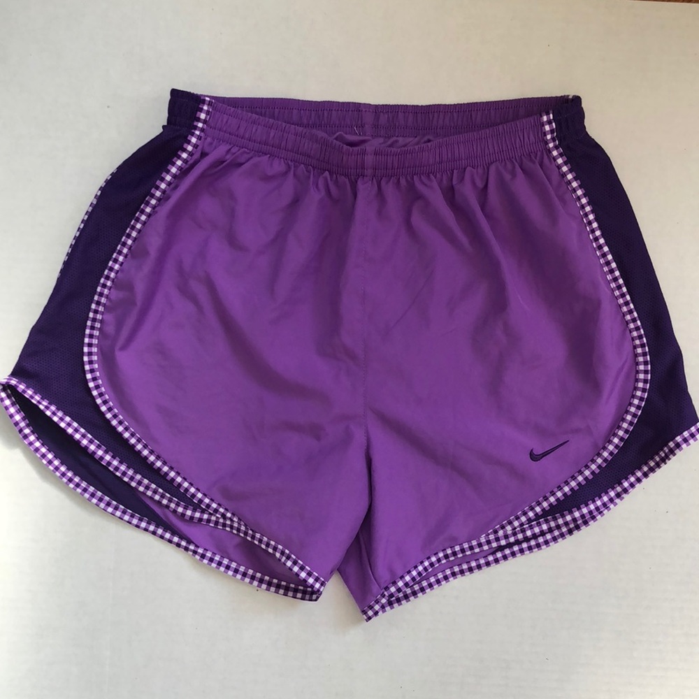 Nike Size XS Purple Dri-Fit Shorts Checkered Trim